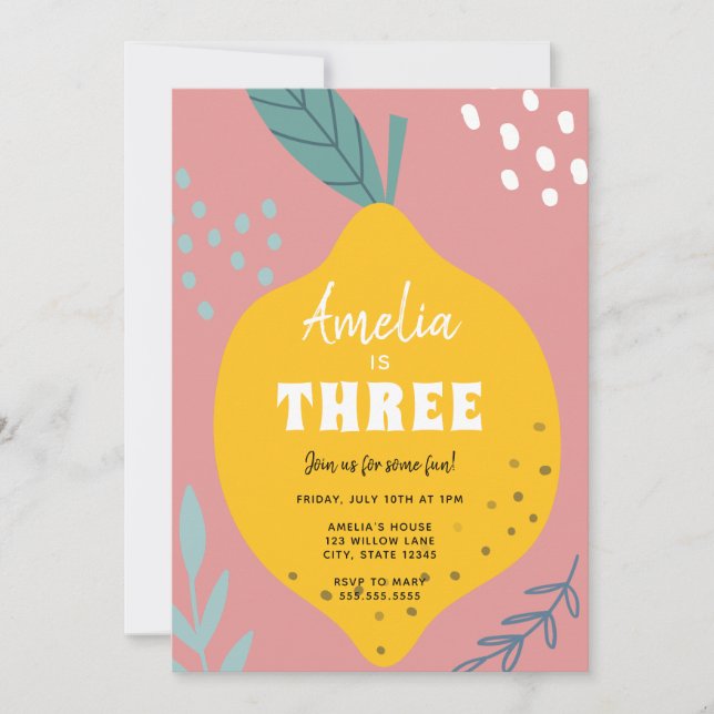 Lemon birthday invitation (Front)