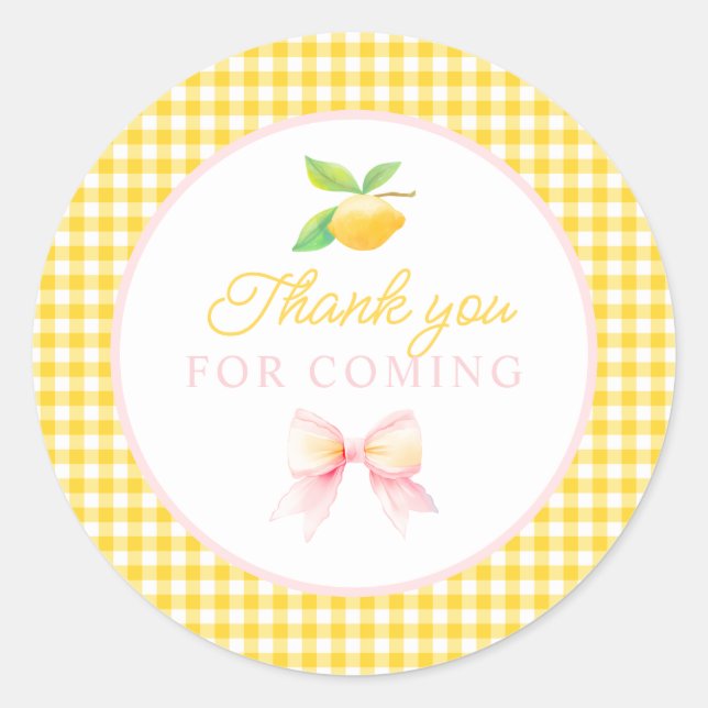 lemon birthday Thank you stickers (Front)