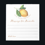 Lemon birthday time capsule message notepad<br><div class="desc">Our main squeeze. Watercolor simple lemon kids birthday party. Citrus lemonade birthday.</div>