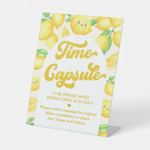 Lemon Birthday Time Capsule Party Game Pedestal Sign