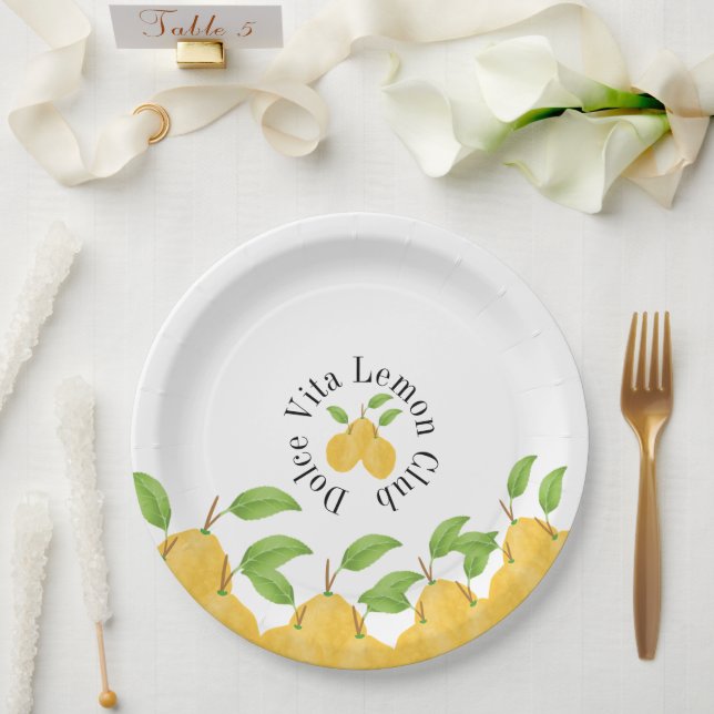 Lemon Bloom Collection Paper Plate (Wedding)