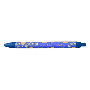 Lemon Bloom Collection Pattern blue Black Ink Pen