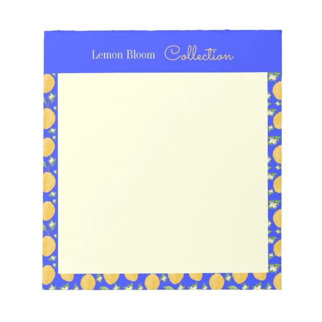 Lemon Bloom Collection Pattern blue Notepad (Front)