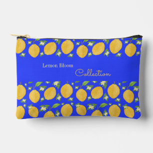 Lemon Bloom Collection patterned blue Accessory Pouch