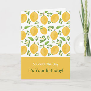 Lemon Bloom Collection patterned white Birthday Card