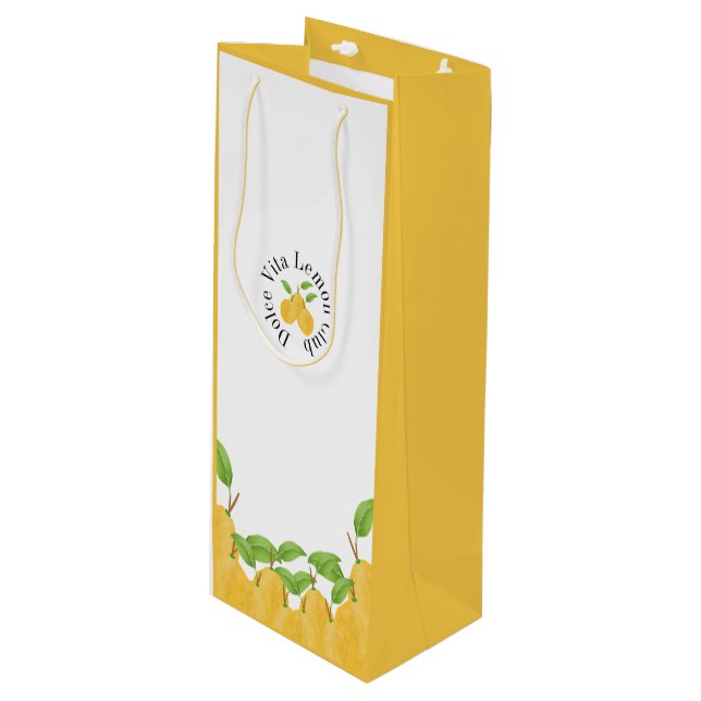 Lemon Bloom Collection Wine Gift Bag (Front Angled)