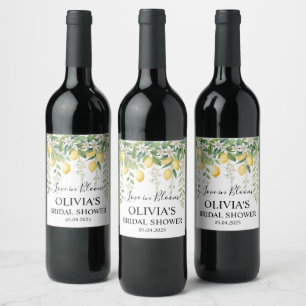 Lemon Blossom Bridal Shower Wine Label