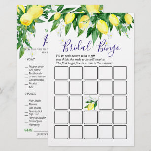 Lemon Blossom Double-Sided Bridal Shower Game