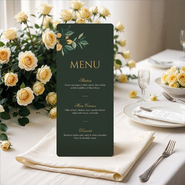 Lemon Blossom Floral Tree Elegant Green Wedding Menu (Lemon Blossom Floral Tree Elegant Green Wedding Menu (Front))
