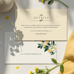 Lemon Blossom Floral Tree Elegant White Wedding Enclosure Card