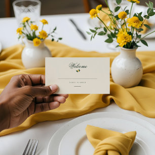 Lemon Blossom Floral Tree Elegant Yellow Wedding Place Card
