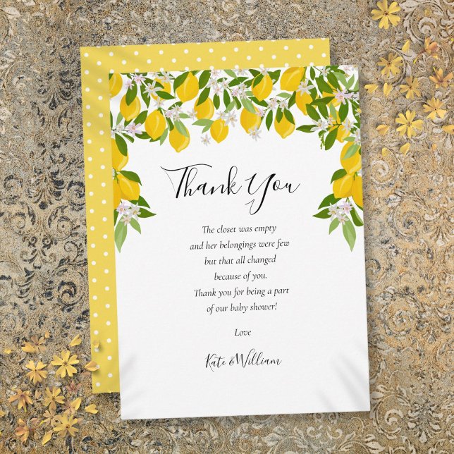 Lemon Blossom Greenery Baby Shower Poem Thank You Card (Lemon Blossom Greenery Baby Shower Poem Thank You Card)