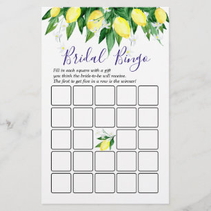 Lemon Blossom Greenery Chic Bridal Shower Game