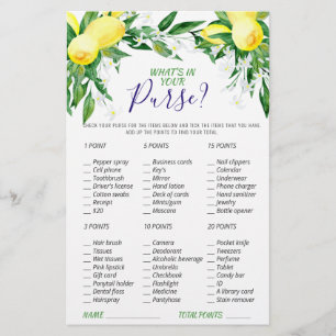 Lemon Blossom Greenery Chic Bridal Shower Game
