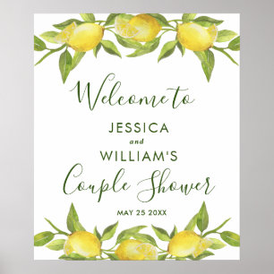 Lemon Blossom Greenery Couples Shower Welcome Sign