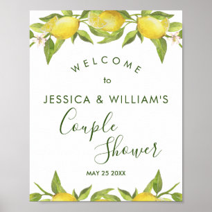 Lemon Blossom Greenery Couples Shower Welcome Sign