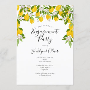 Lemon Blossom Greenery Engagement Party Invitation