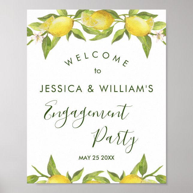 Lemon Blossom Greenery  Engagement Party Sign (Front)