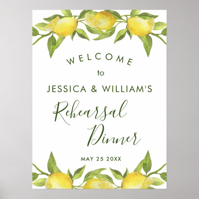 Lemon Blossom Greenery  Rehearsal Dinner Sign (Front)