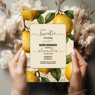 Lemon Blossom Greenery Watercolour Baby Shower Invitation