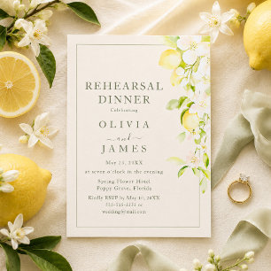 Lemon Blossom Ivory Garden Rehearsal Dinner Invitation