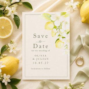 Lemon Blossom Ivory Garden Save the Date Card