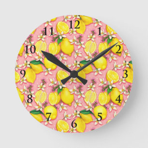 Lemon Blossom Pink Clock 