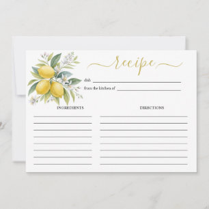 Lemon Blossom Watercolor Recipe Card