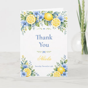 Lemon Blue 40th Birthday Thank You Card