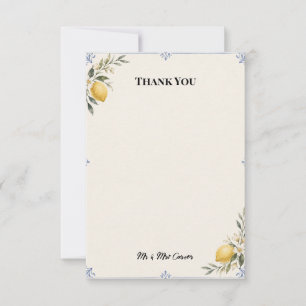 Lemon Blue Botanical Wedding Thank You Card