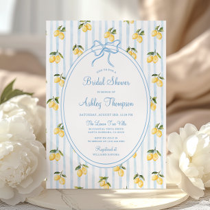 Lemon Blue Bow Italian Bridal Shower Invitation