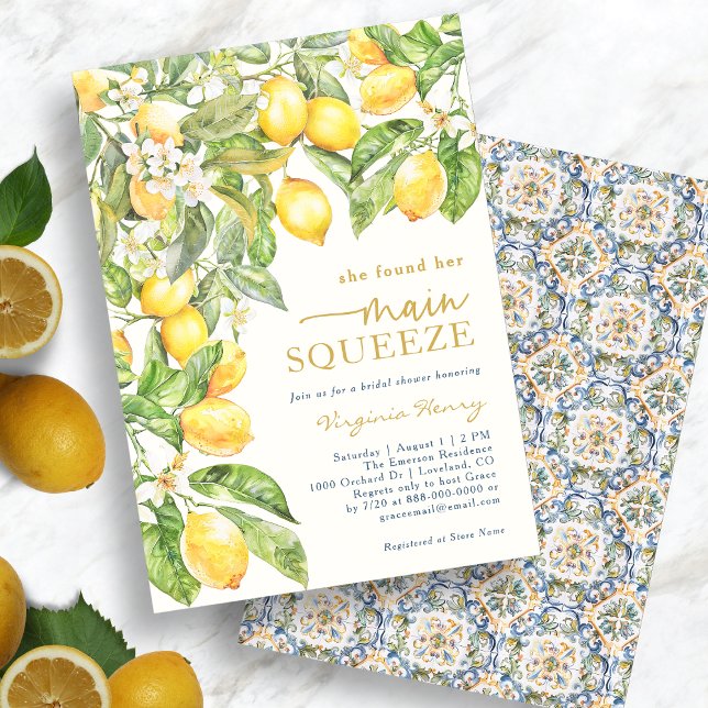 Lemon Blue Bridal Shower Invitation (Lemon Blue Bridal Shower Invitation
)