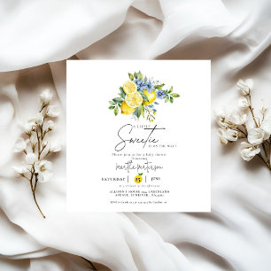 Lemon  Blue Citrus Fruit Summer Baby Shower Invitation
