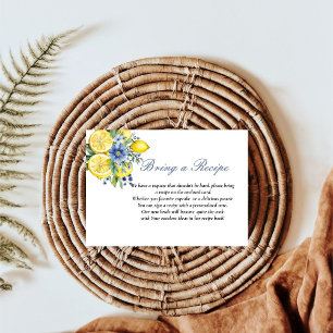 Lemon Blue Floral Book recipe for the bride Enclosure Card