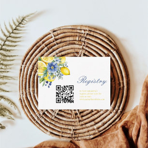 Lemon Blue Floral Citrus Bridal  registry Enclosure Card