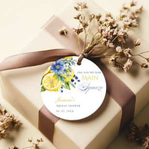 Lemon Blue Floral Citrus Bridal Shower Favour Tags
