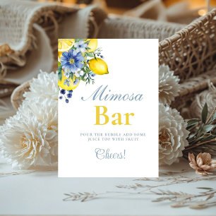 Lemon Blue Floral Citrus Mimosa Bar  Sign