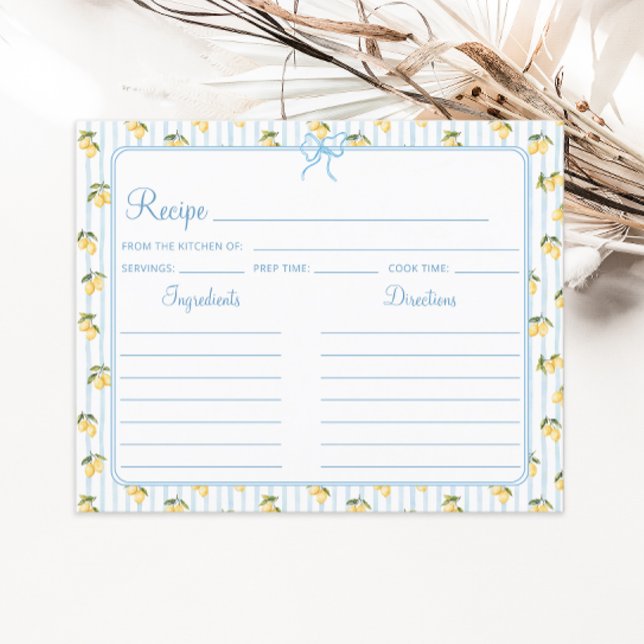 Lemon Blue Italian Bridal Shower recipe card (Creator Uploaded)