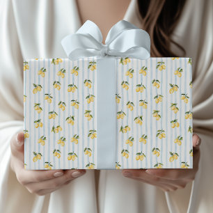 Lemon Blue Italian Bridal Shower Wrapping Paper
