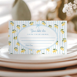 Lemon Blue Italian Date Night Idea Enclosure Card