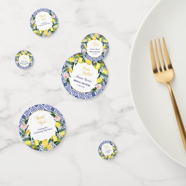 Lemon Blue Italian Tiles Bridal Shower Party  Confetti (Group)