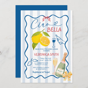 Lemon Blue Italy Ciao Bridal Shower Invite 