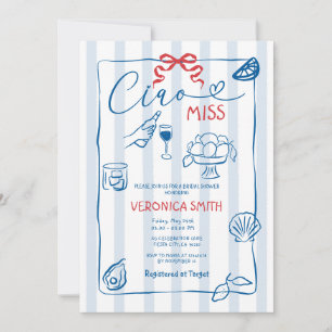 Lemon Blue Italy Ciao Miss Bridal Shower Invitation