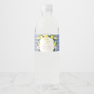 Lemon Blue Italy Tiles Grazie Mille Bridal Shower Water Bottle Label