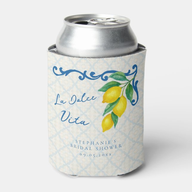 Lemon Blue La Dolce Vita Italian Inspired Bridal Can Cooler (Can Front)