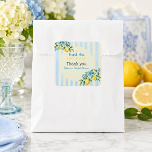 Lemon Blue Main Squeeze Bridal Shower Square Sticker