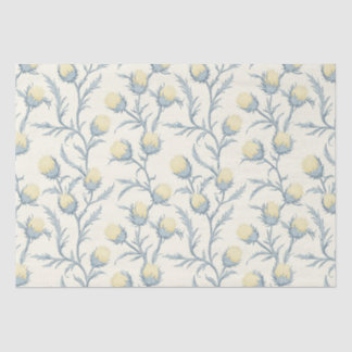 Lemon Blue Thistle Floral Flower Pattern Tissue Paper
