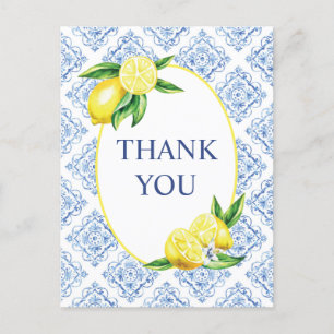 Lemon Blue Tile Italian Thank You Postcard
