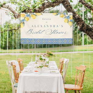 Lemon Blue Tiles Italian Bridal Shower Banner