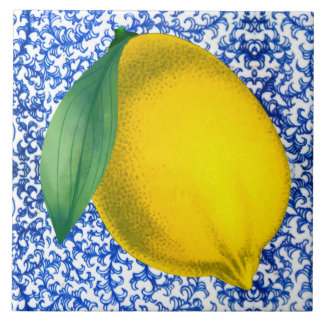 Lemon Blue White Porcelain Pattern Tile